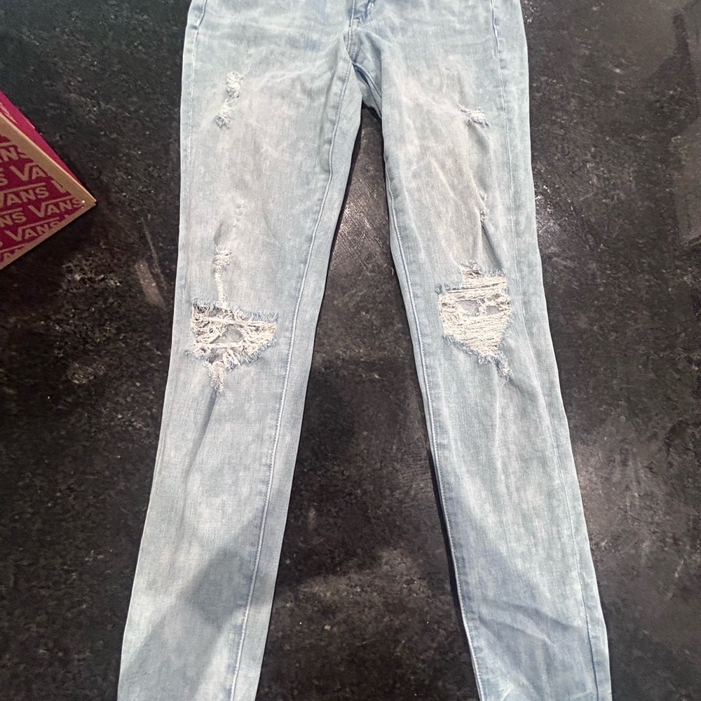 Light Blue Distressed Women Jeans